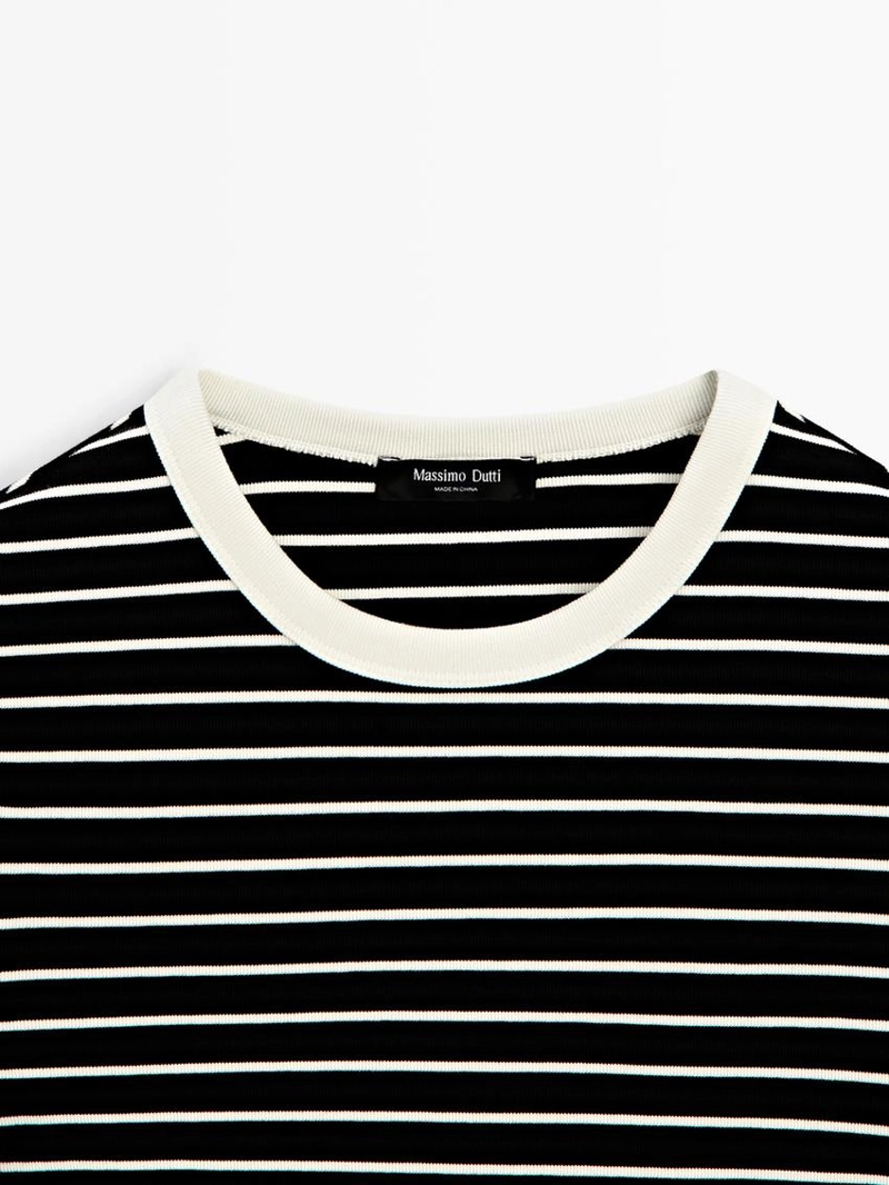 Футболка с коротким рукавом в полоску контрастного цвета