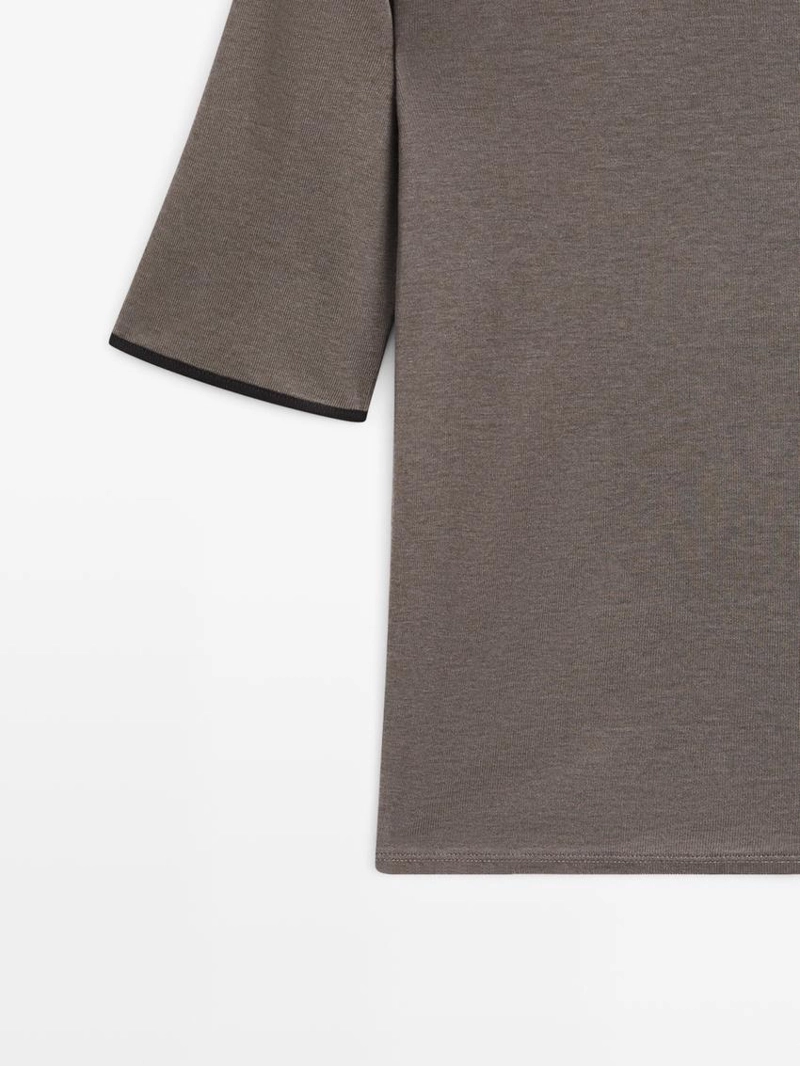Футболка из шерстяной смеси с контрастными деталями