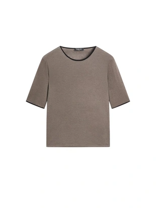 Футболка из шерстяной смеси с контрастными деталями- Заказать в России