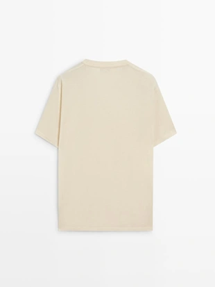 Футболка из хлопково-шерстяной смеси с коротким рукавом- Заказать в России