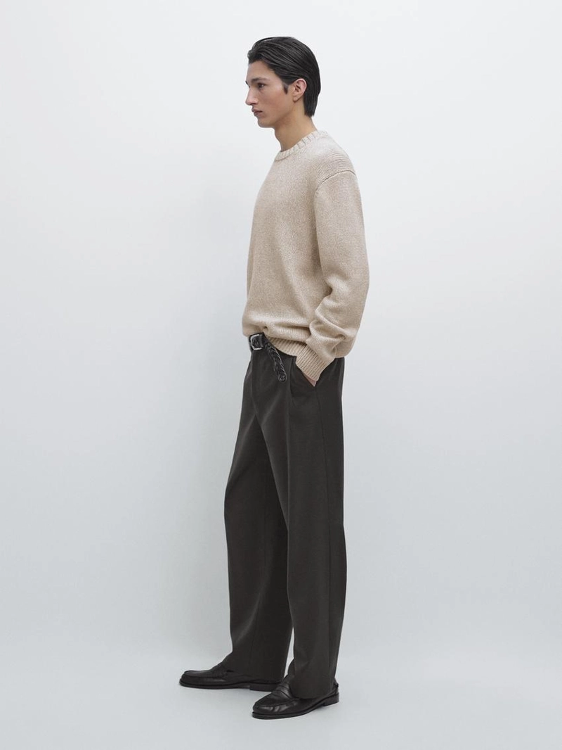 Джемпер с круглым вырезом из смесового хлопка