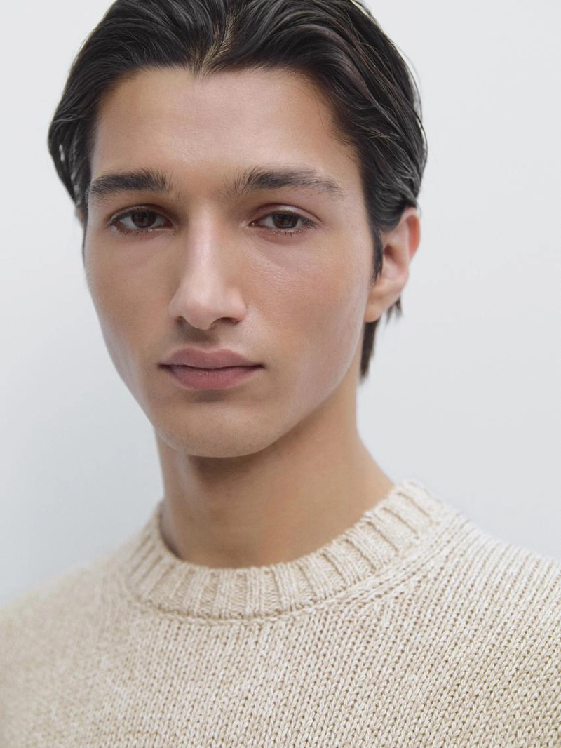 Джемпер с круглым вырезом из смесового хлопка