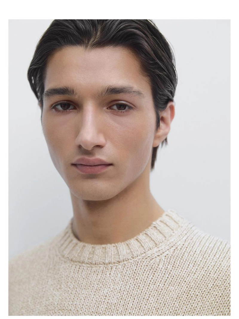 Джемпер с круглым вырезом из смесового хлопка