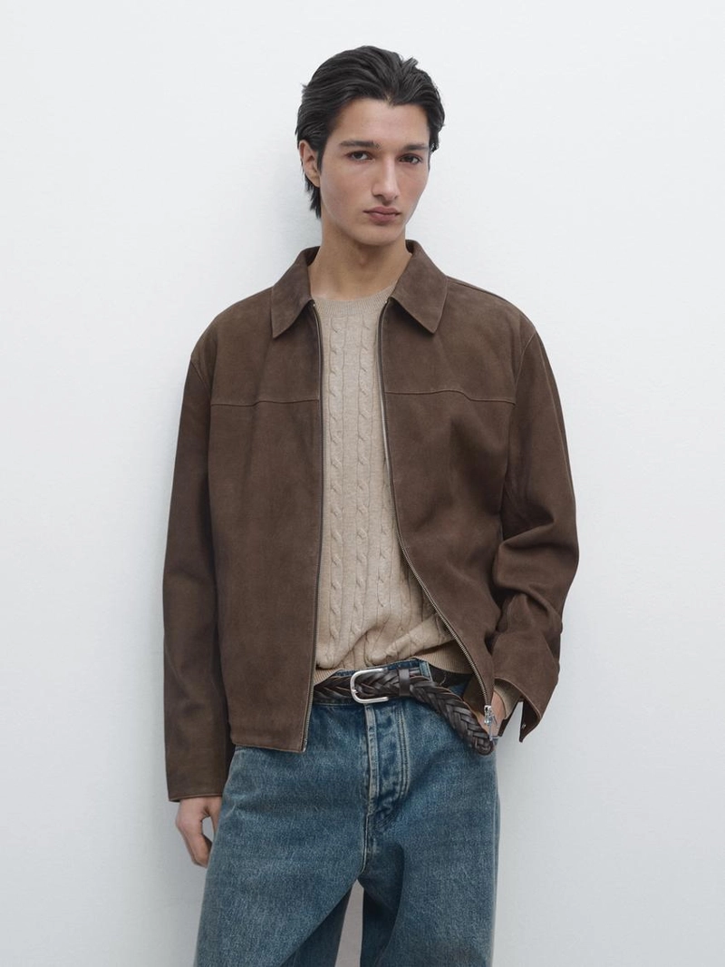 Куртка из козьей кожи с замшевой отделкой