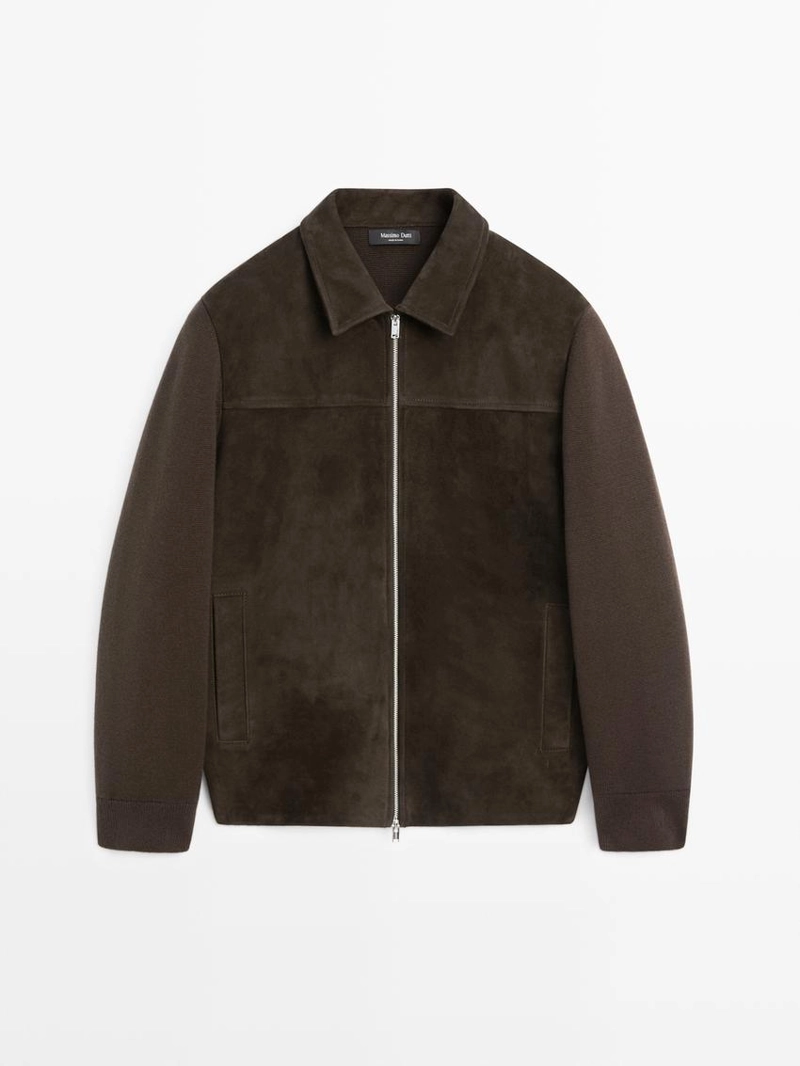 Куртка смешанного кроя с кожей из хлопка