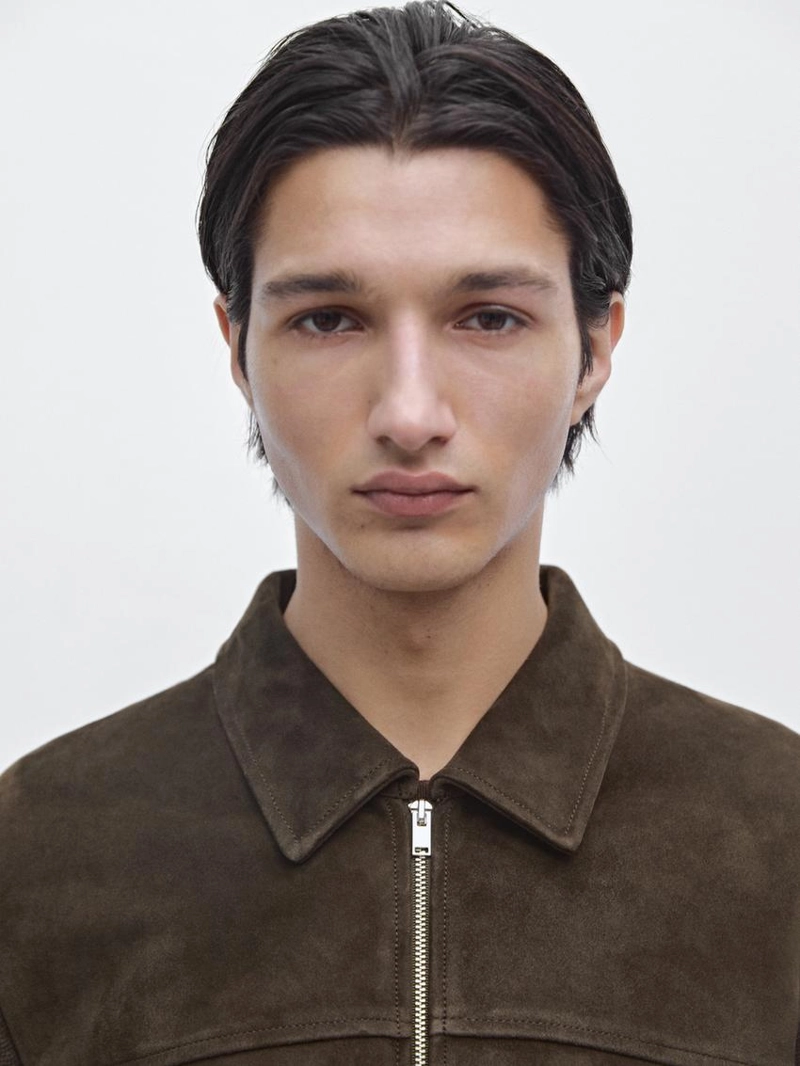 Куртка смешанного кроя с кожей из хлопка