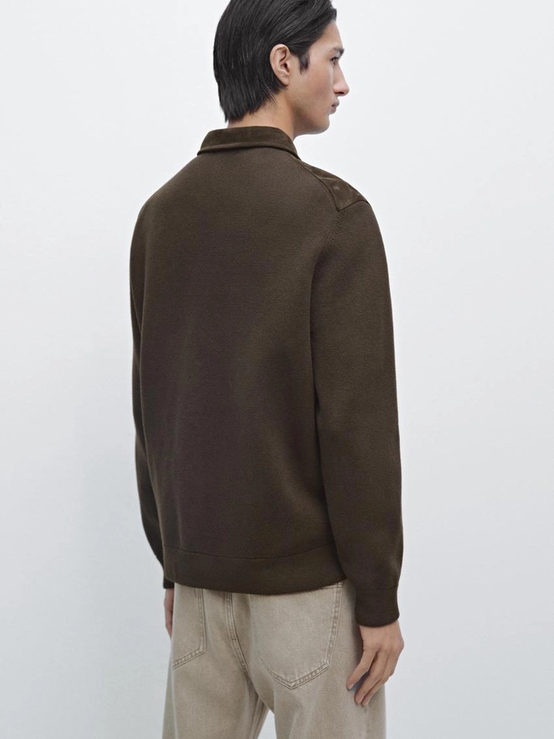 Куртка смешанного кроя с кожей из хлопка