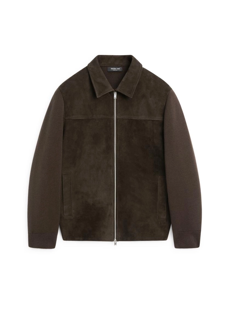 Куртка смешанного кроя с кожей из хлопка