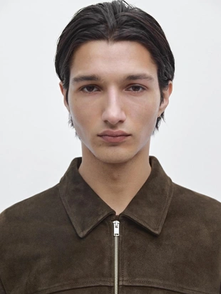 Куртка смешанного кроя с кожей из хлопка- Заказать в России