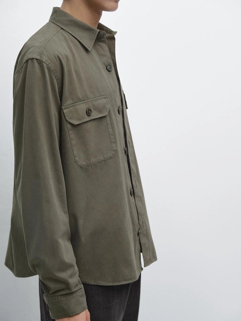 Хлопковая рубашка-овершерт с карманами