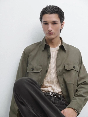 Хлопковая рубашка-овершерт с карманами- Заказать в России