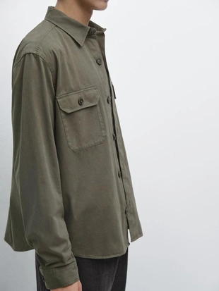 Хлопковая рубашка-овершерт с карманами- Заказать в России