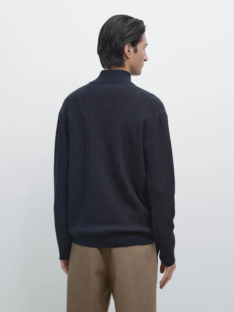 Вязанный свитер с манжетом и молнией