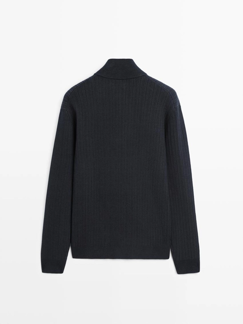 Вязанный свитер с манжетом и молнией