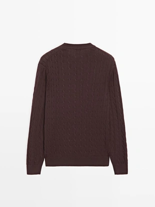 Свитер с крупной вязкой из хлопка- Заказать в России