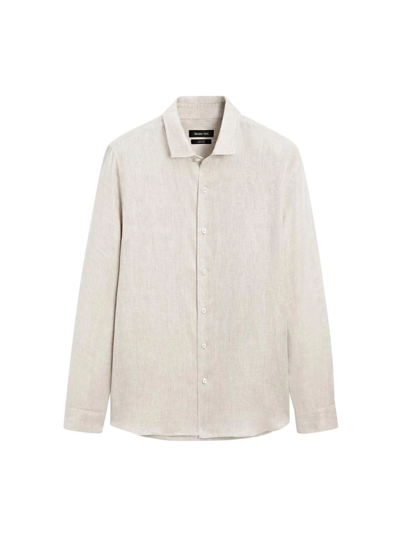 Рубашка свободного кроя из льна с эффектом потертости