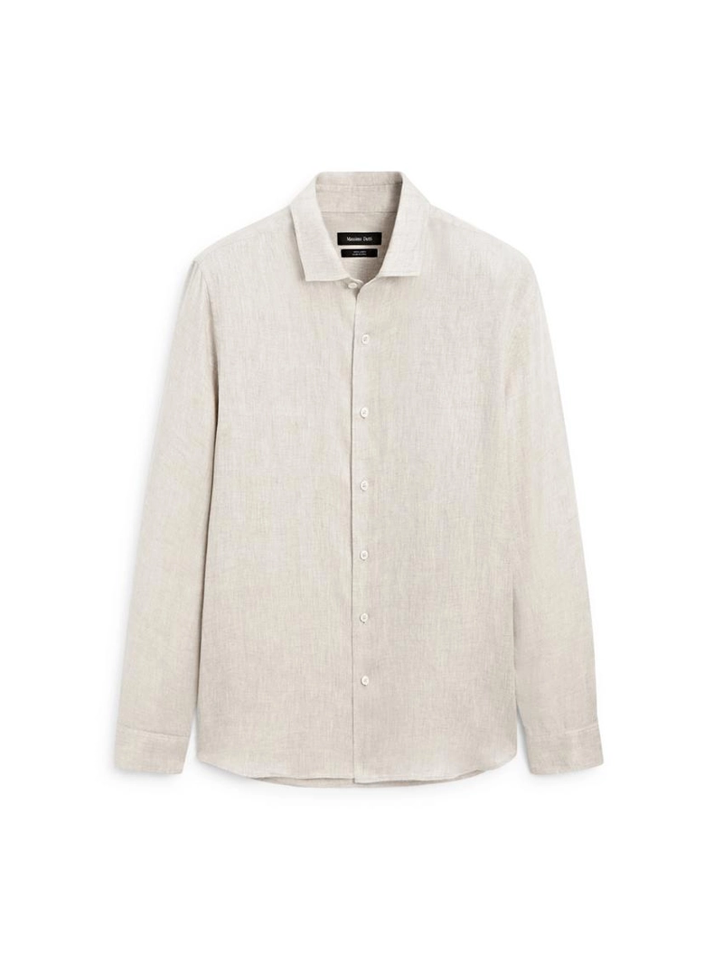 Рубашка свободного кроя из льна с эффектом потертости