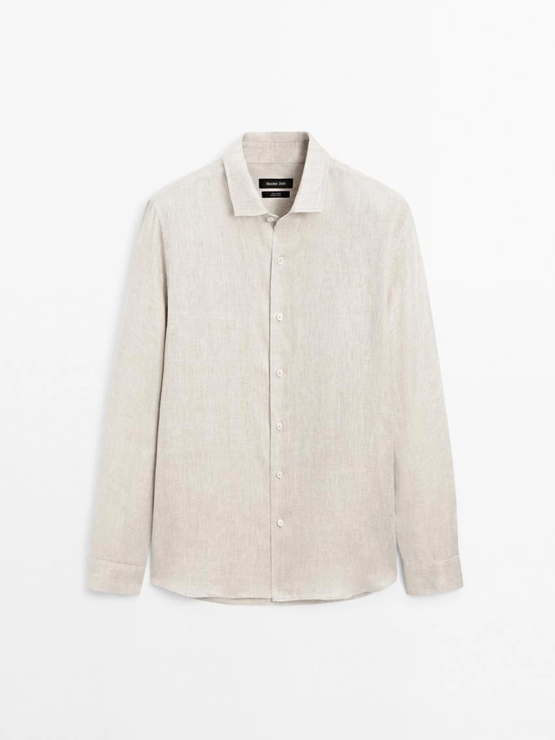 Рубашка свободного кроя из льна с эффектом потертости