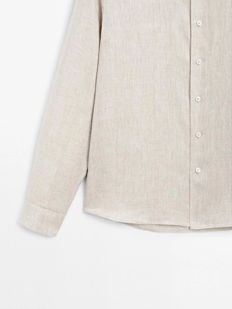 Рубашка свободного кроя из льна с эффектом потертости