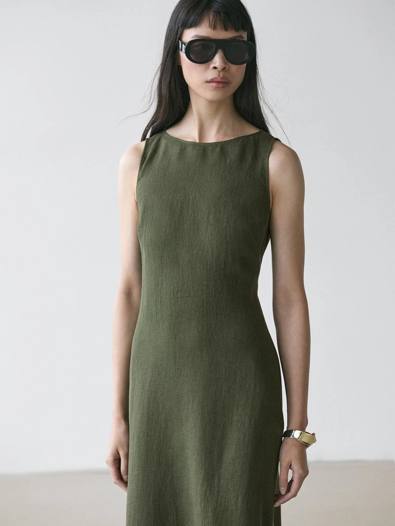 Длинное льняное платье