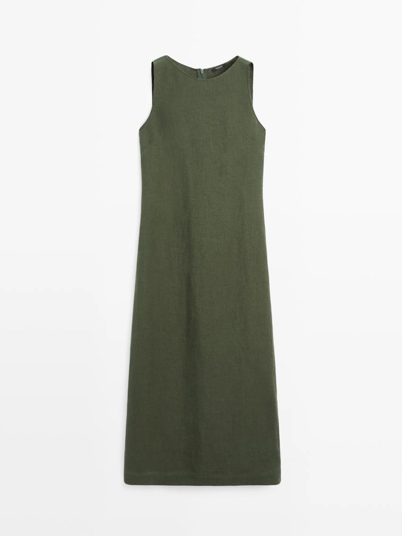 Длинное льняное платье