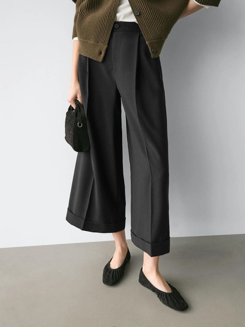 Брюки с линией ластовицы из текстиля с эффектом плиссировки