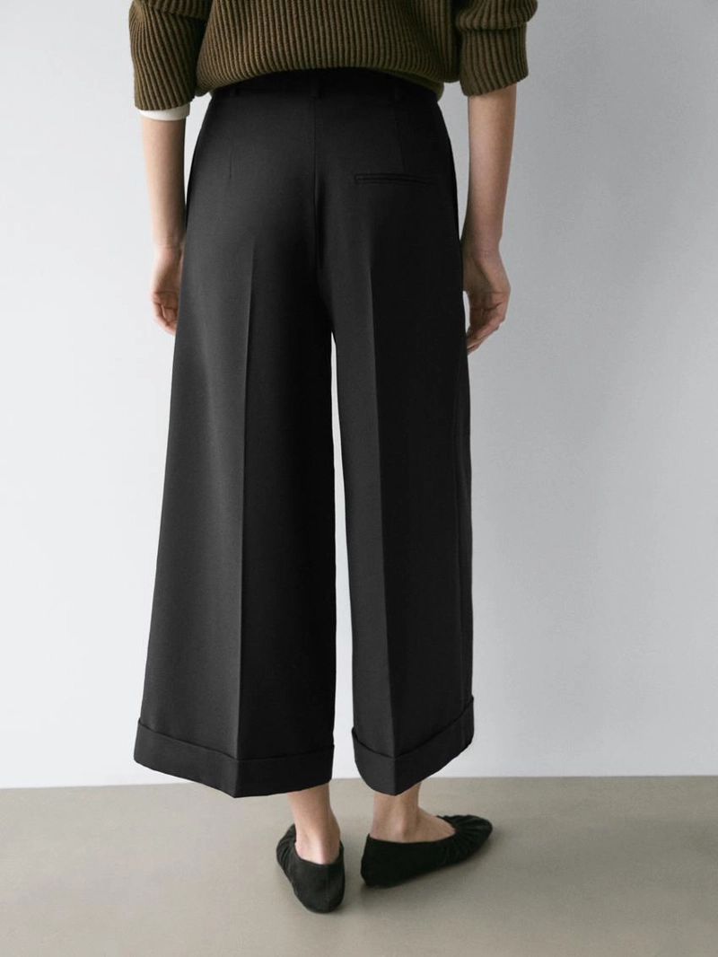 Брюки с линией ластовицы из текстиля с эффектом плиссировки