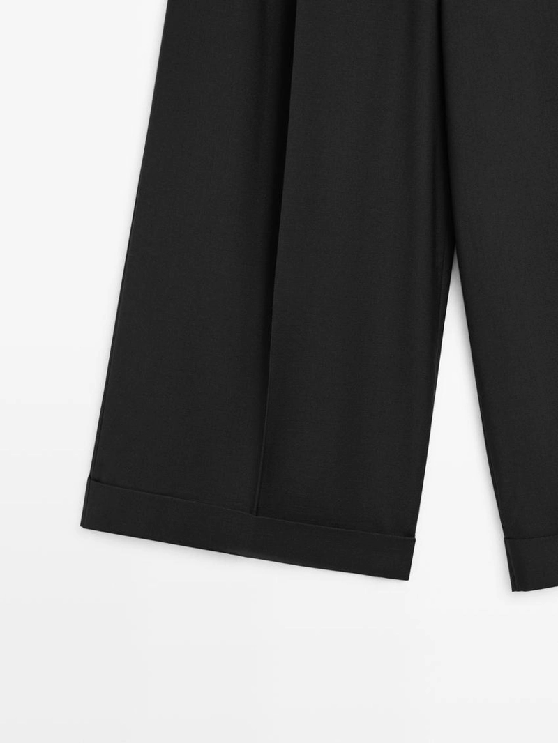 Брюки с линией ластовицы из текстиля с эффектом плиссировки