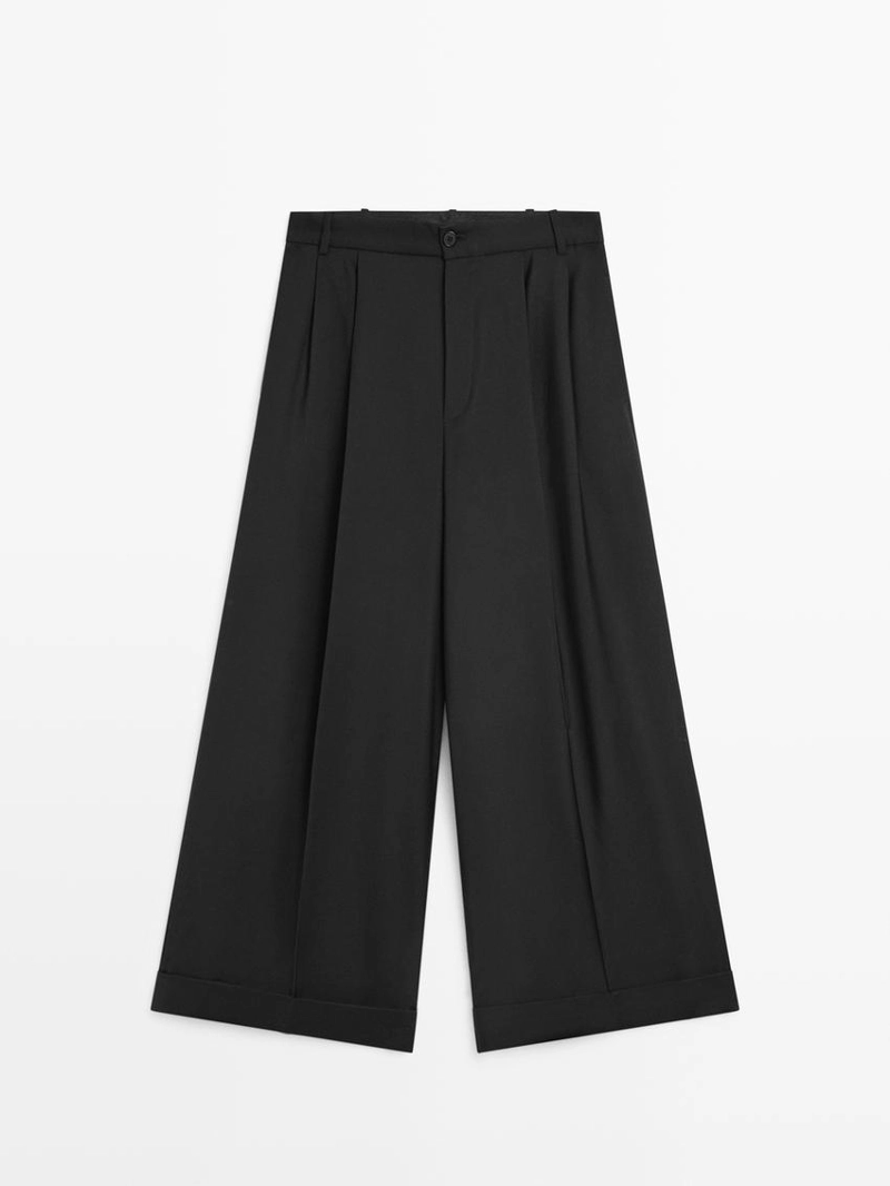 Брюки с линией ластовицы из текстиля с эффектом плиссировки