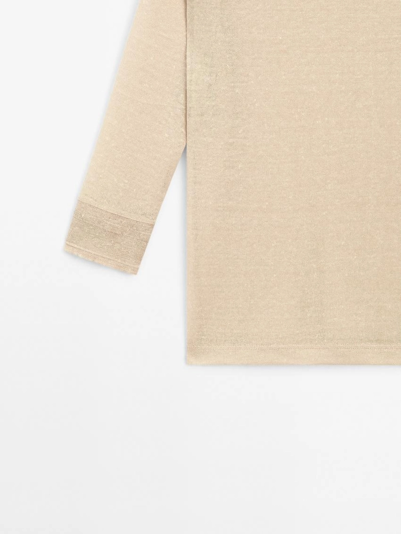 Футболка из легкой шерстяно-леновой смеси