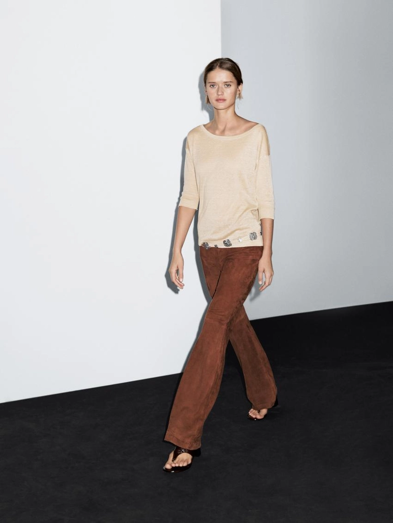 Футболка из легкой шерстяно-леновой смеси