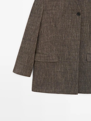 Пальто из шерстяной смеси с высоким воротником и меланжевым эффектом- Заказать в России