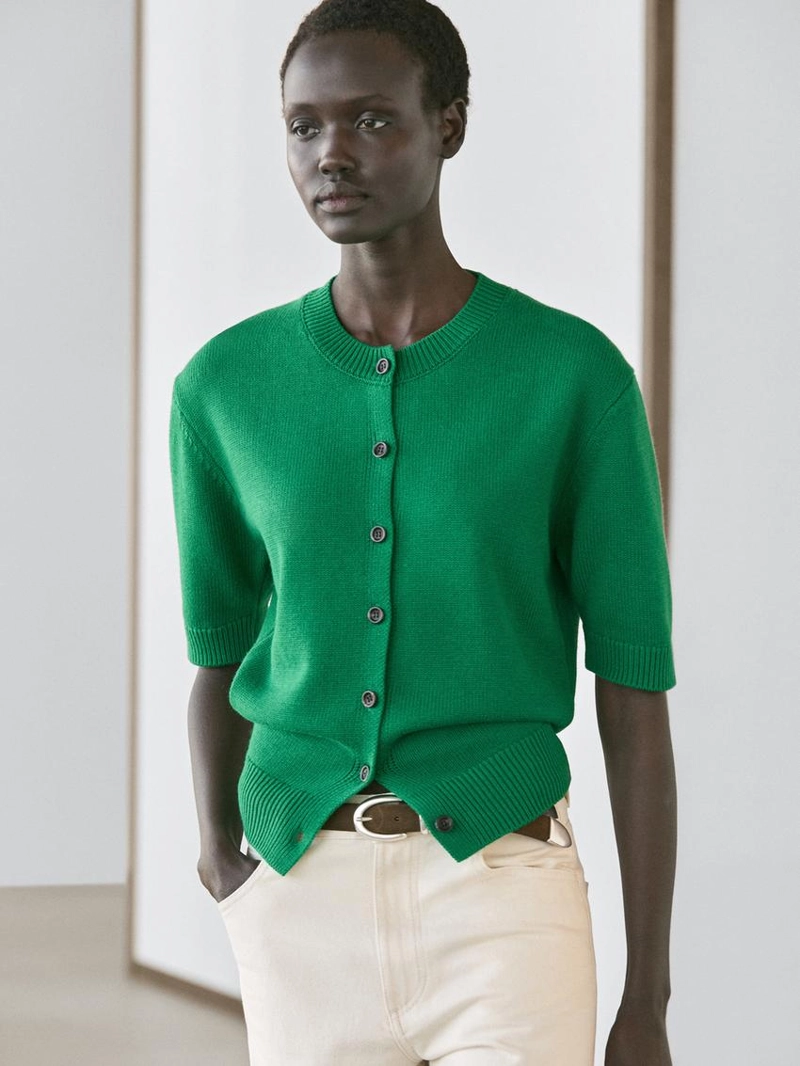 Кардиган из хлопкового микса с короткими рукавами