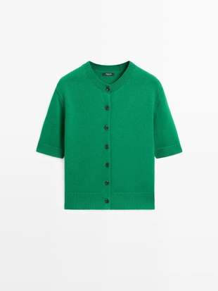 Кардиган из хлопкового микса с короткими рукавами- Заказать в России