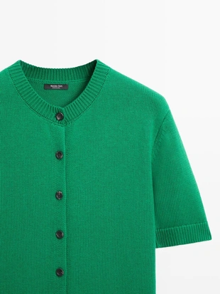 Кардиган из хлопкового микса с короткими рукавами- Заказать в России