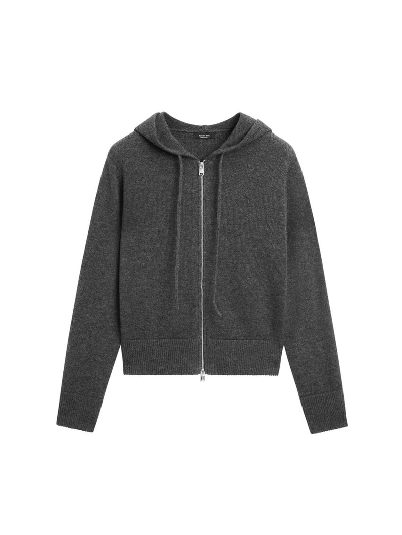 Кардиган из шерстяно-смесового трикотажа с молнией и капюшоном