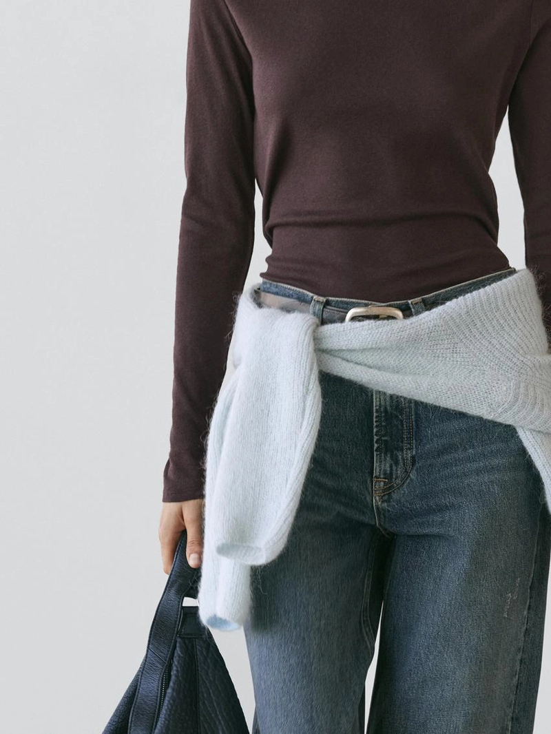 Футболка из хлопково-вискозного микса с длинным рукавом