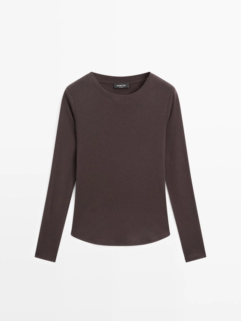 Футболка из хлопково-вискозного микса с длинным рукавом