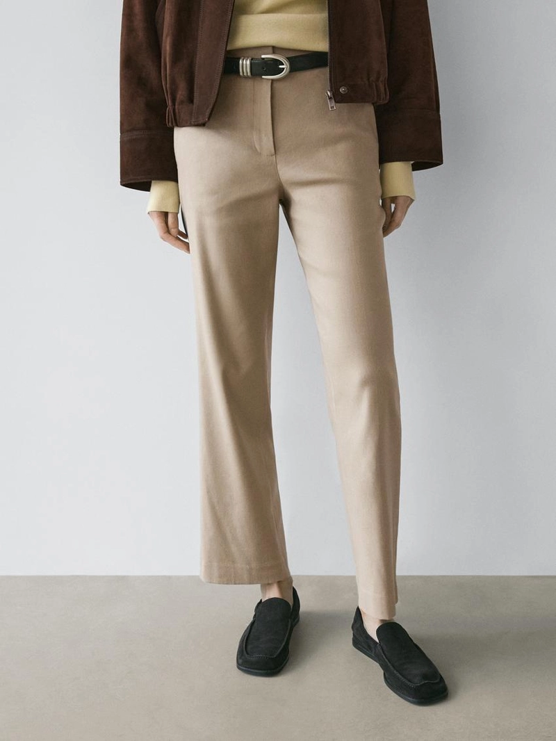 Брюки прямого кроя из льняно-вискозной ткани