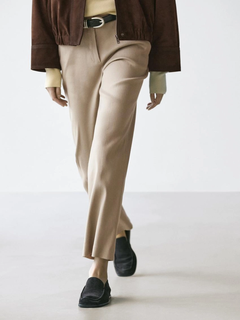 Брюки прямого кроя из льняно-вискозной ткани