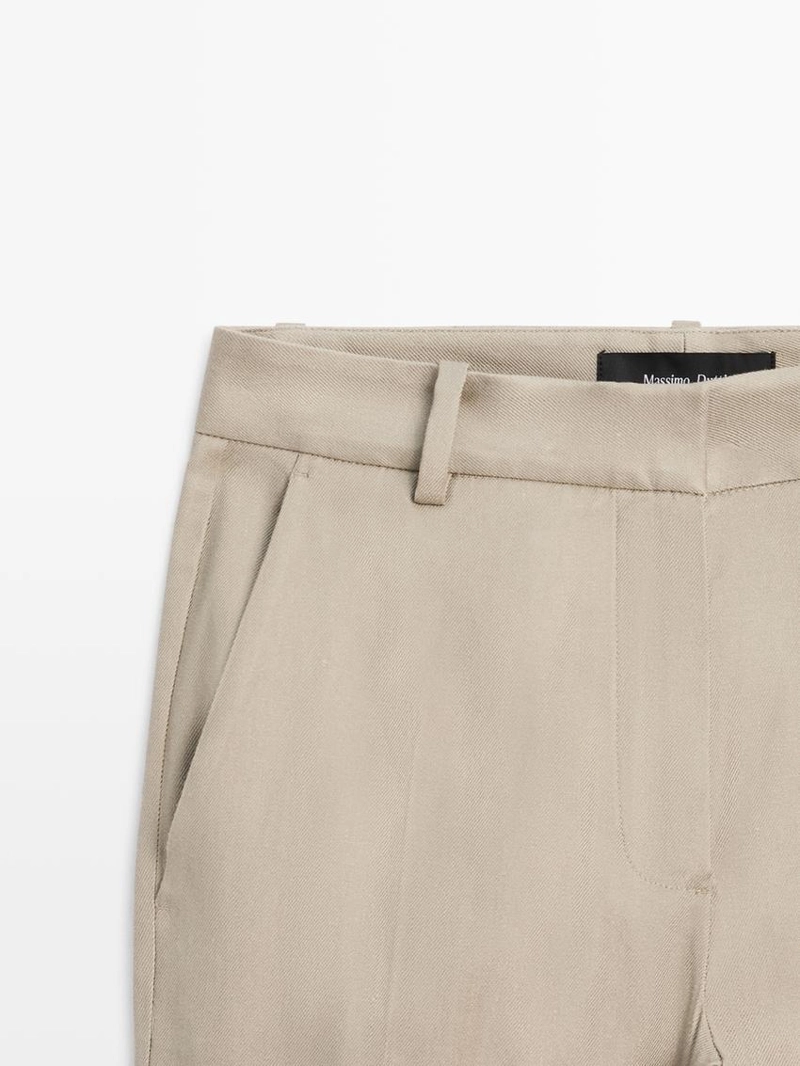 Брюки прямого кроя из льняно-вискозной ткани