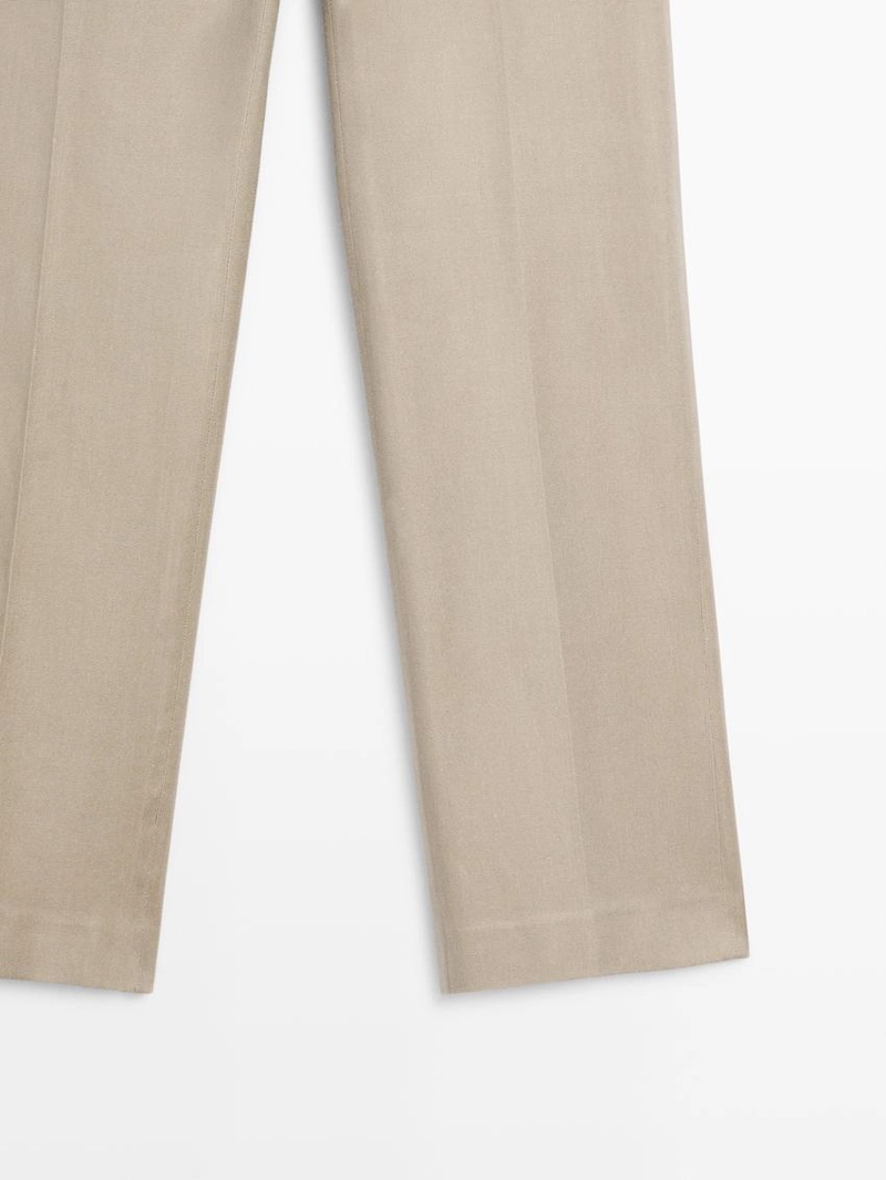 Брюки прямого кроя из льняно-вискозной ткани