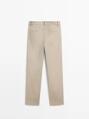 Брюки прямого кроя из льняно-вискозной ткани- Заказать в России