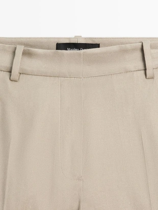 Брюки прямого кроя из льняно-вискозной ткани- Заказать в России