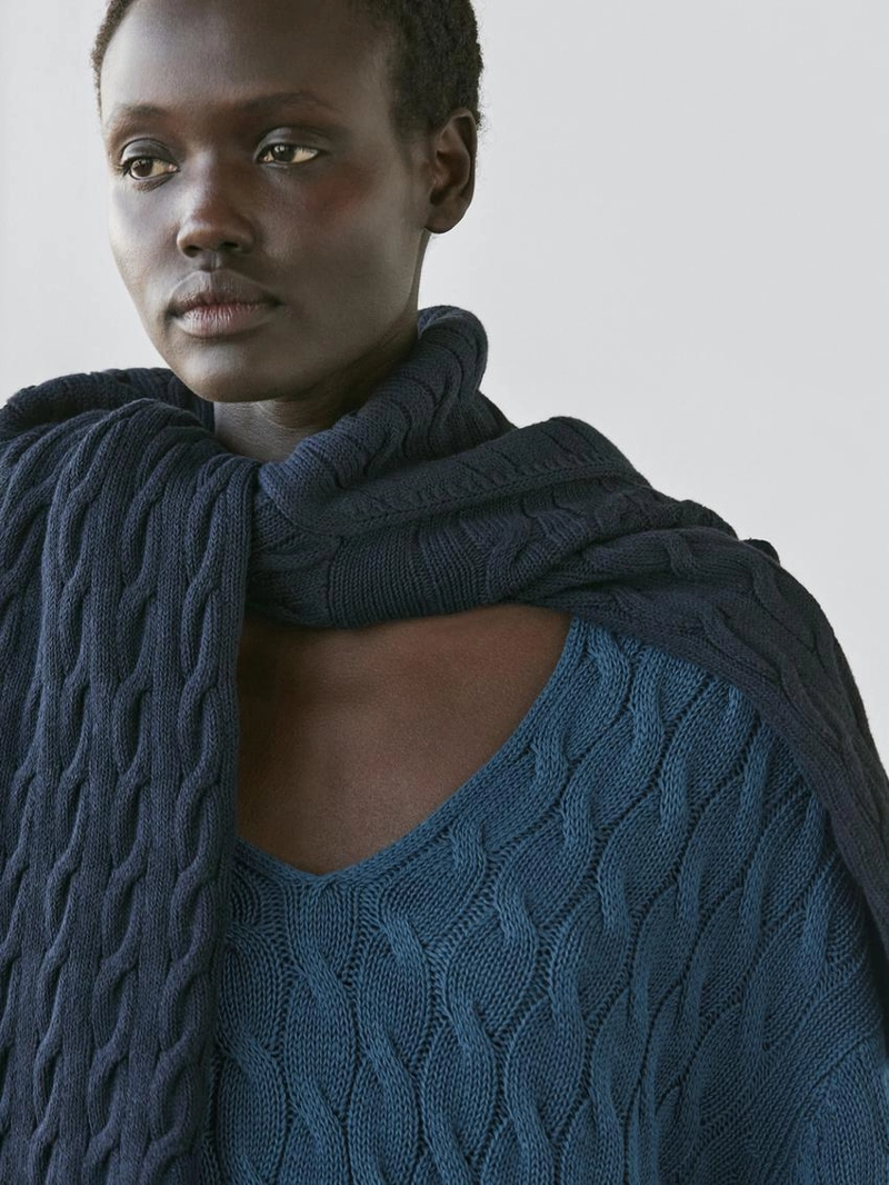 Свитер из смесовой хлопковой пряжи с узловыми деталями