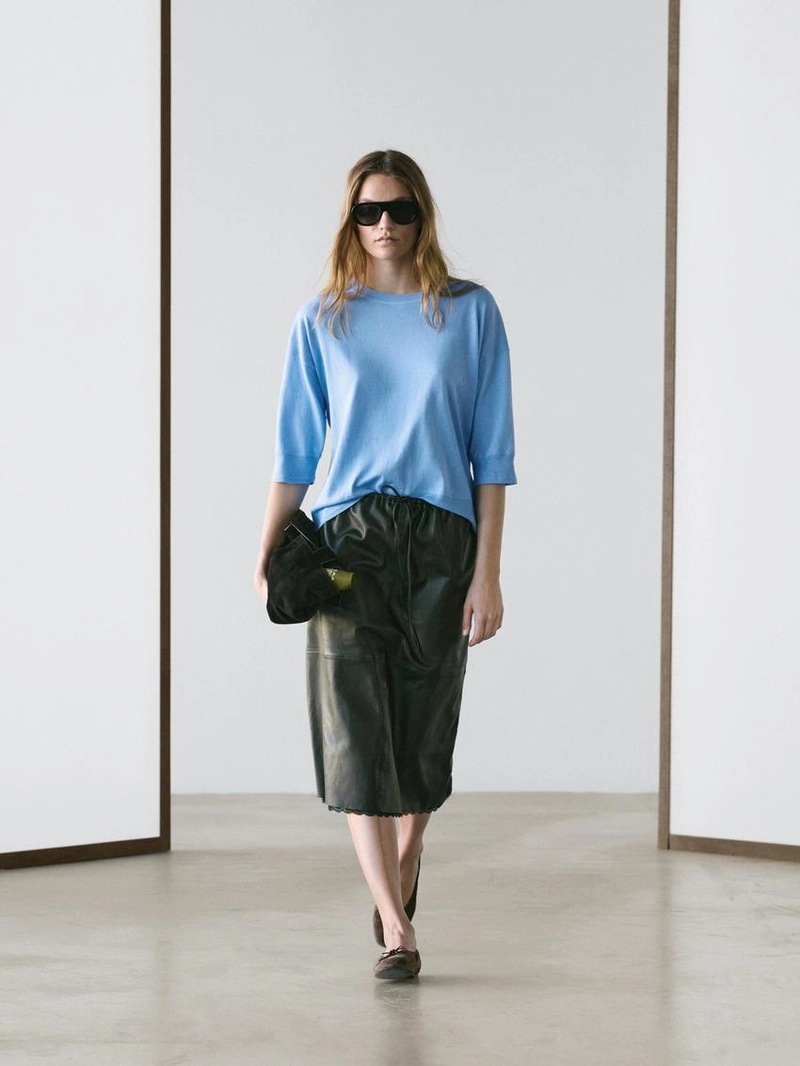 Свитер с коротким рукавом из смесового хлопка