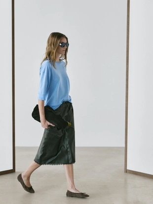 Свитер с коротким рукавом из смесового хлопка- Заказать в России