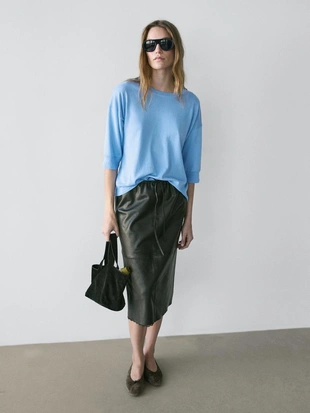 Свитер с коротким рукавом из смесового хлопка- Заказать в России