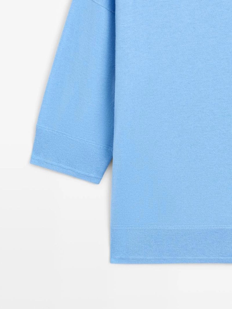 Свитер с коротким рукавом из смесового хлопка