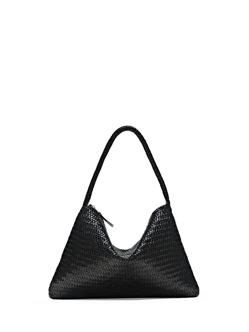 Сумка через плечо из тонированной кожи с плетеной отделкой среднего размера